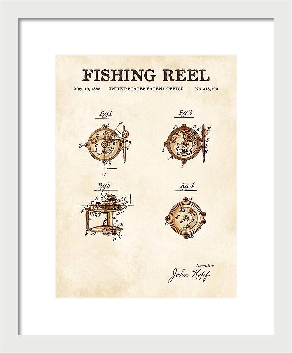 Fishing Reel Watercolor Patent Us318190a