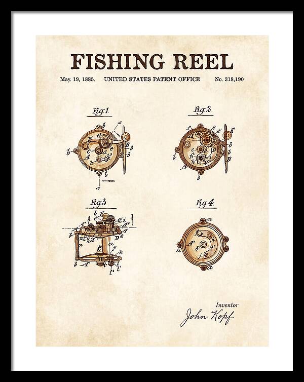 Fishing Reel Watercolor Patent Us318190a