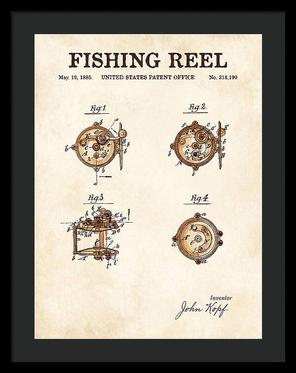 Fishing Reel Watercolor Patent Us318190a