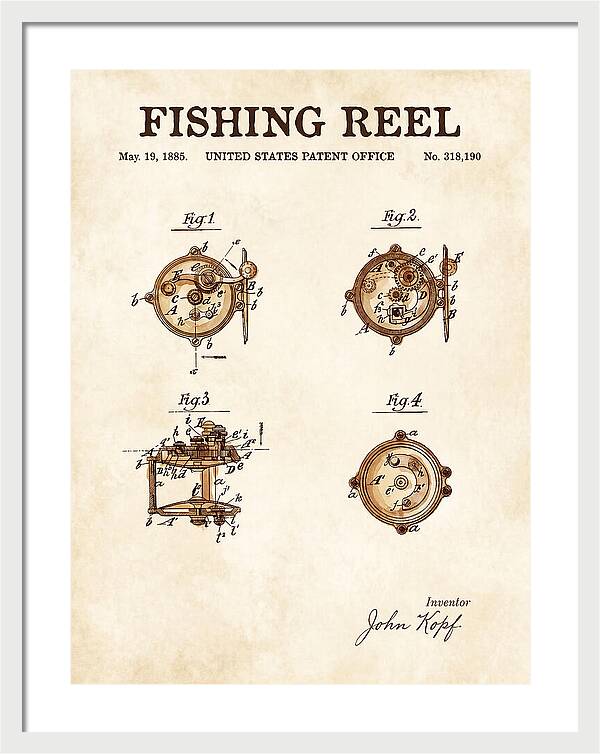 Fishing Reel Watercolor Patent Us318190a