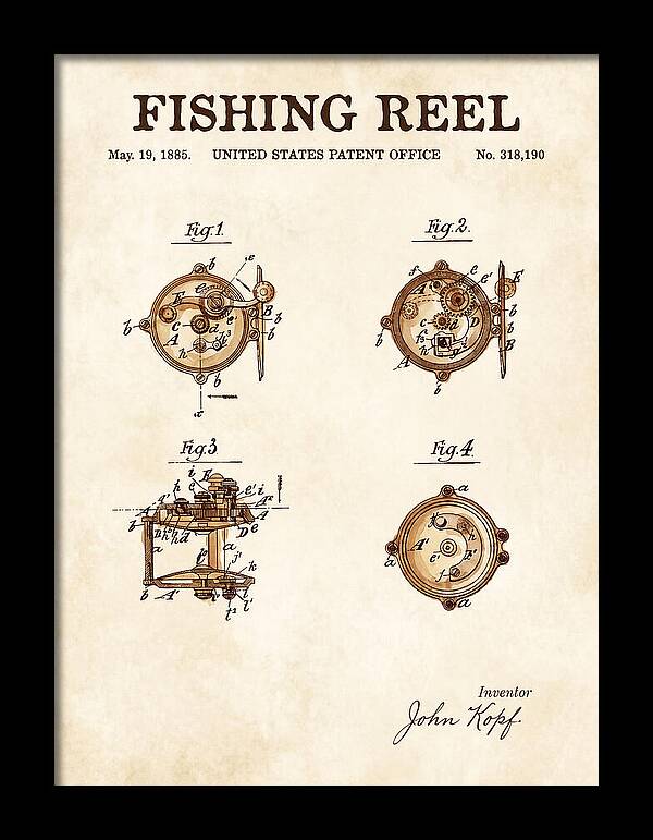Fishing Reel Watercolor Patent Us318190a