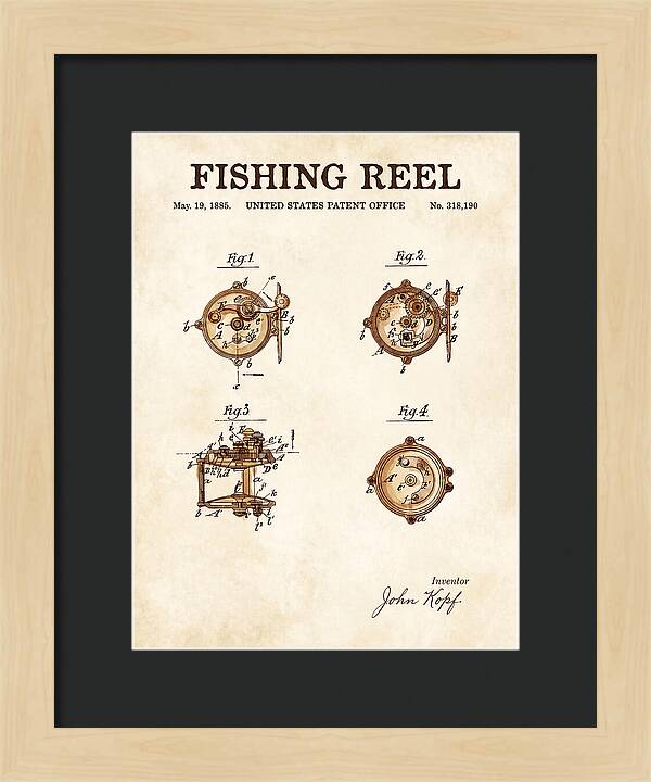 Fishing Reel Watercolor Patent Us318190a
