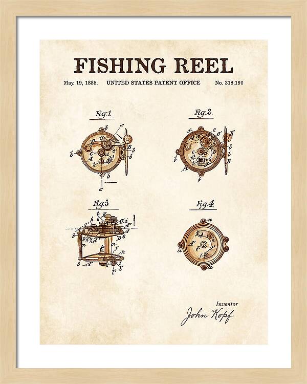 Fishing Reel Watercolor Patent Us318190a