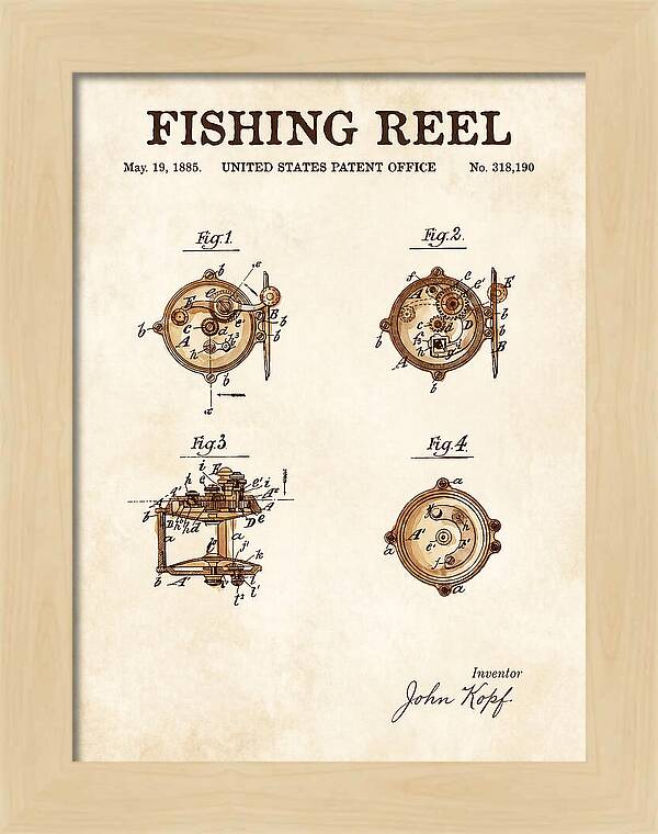 Fishing Reel Watercolor Patent Us318190a