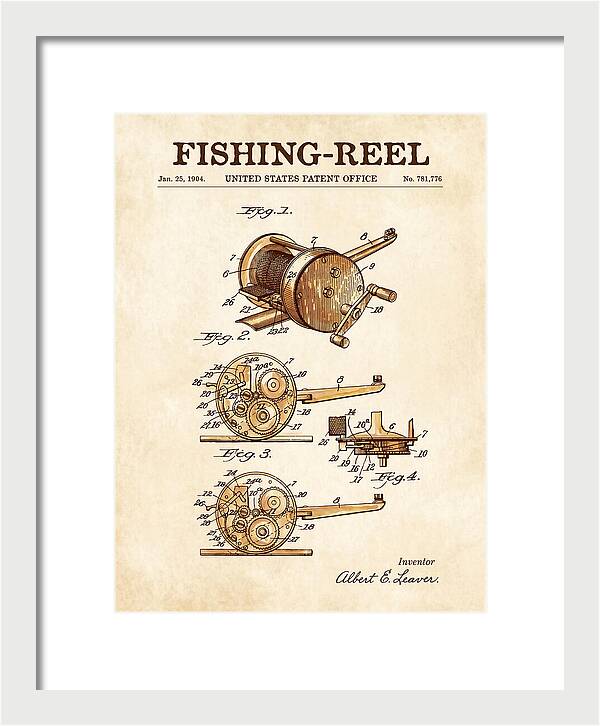 Fishing Reel Watercolor Patent Us781776a