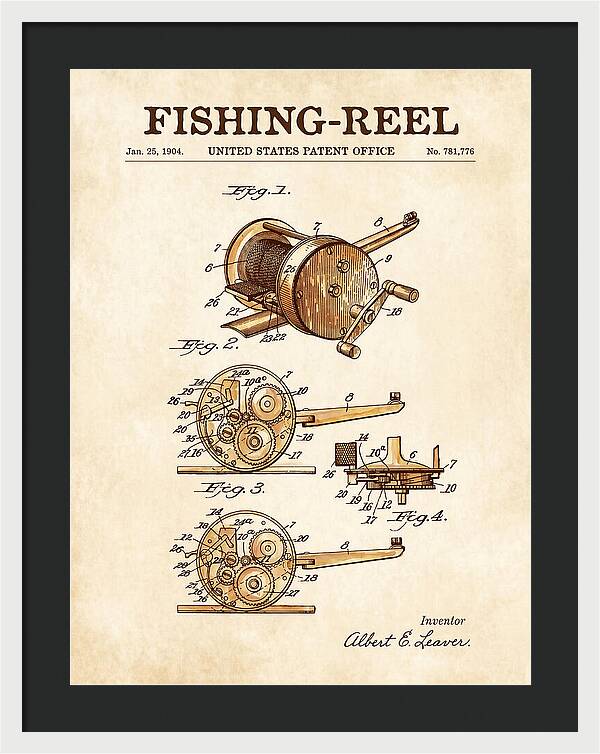 Fishing Reel Watercolor Patent Us781776a