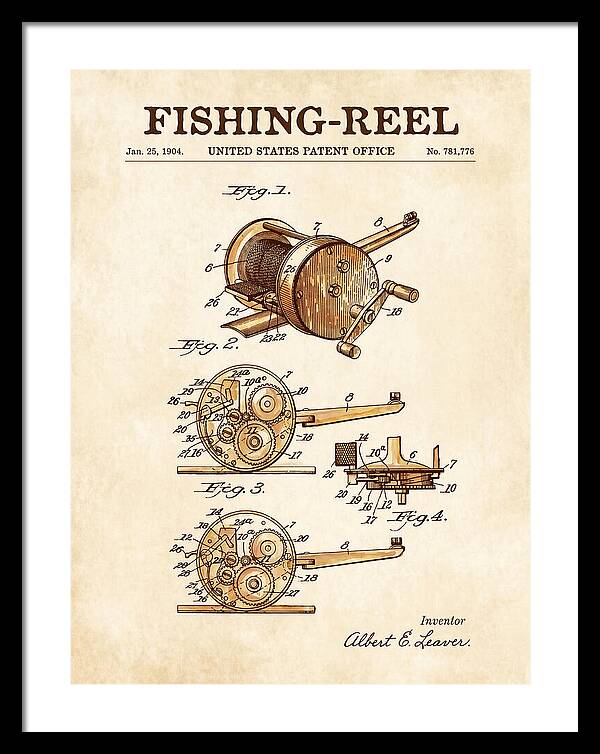 Fishing Reel Watercolor Patent Us781776a