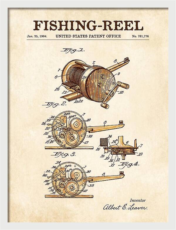 Fishing Reel Watercolor Patent Us781776a