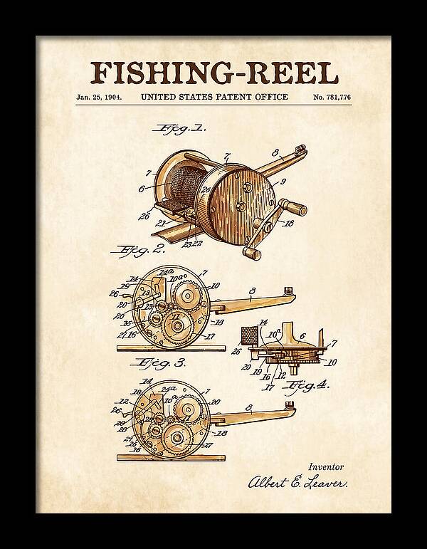 Fishing Reel Watercolor Patent Us781776a