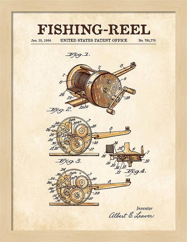 Fishing Reel Watercolor Patent Us781776a