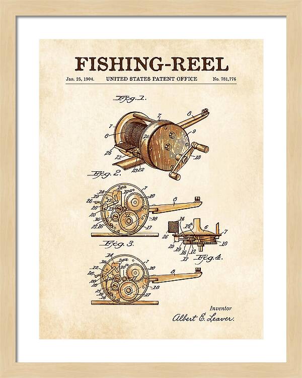 Fishing Reel Watercolor Patent Us781776a
