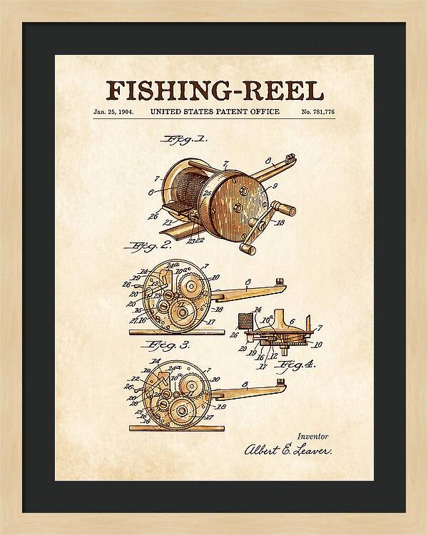 Fishing Reel Watercolor Patent Us781776a