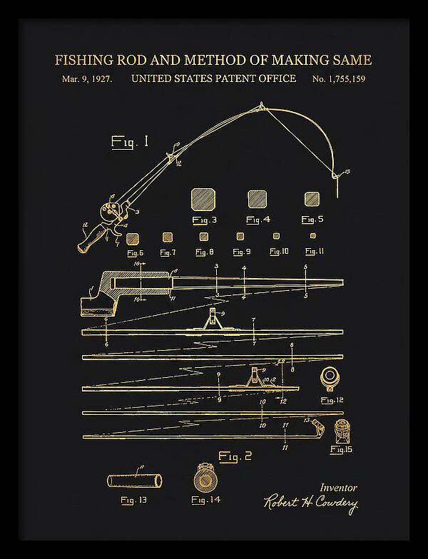 Fishing Rod Gold Patent Us1755159a
