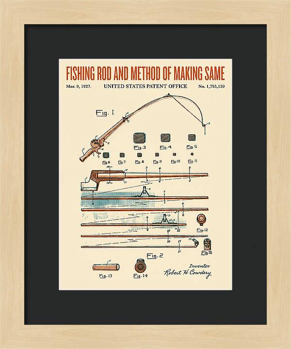 Fishing Rod Retro Patent Us1755159a