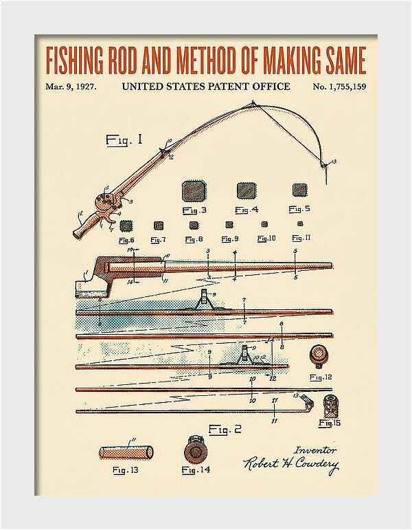 Fishing Rod Retro Patent Us1755159a
