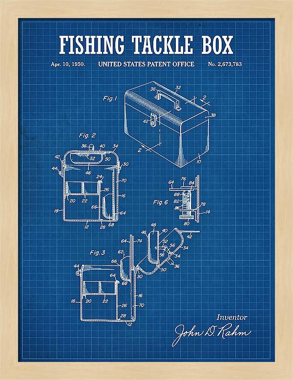 Fishing Tackle Box Blueprint Patent Us2673783a
