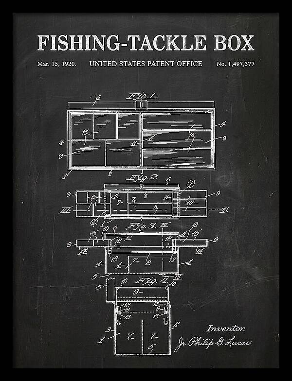 Fishing Tackle Box Chalkboard Patent Us1497377a