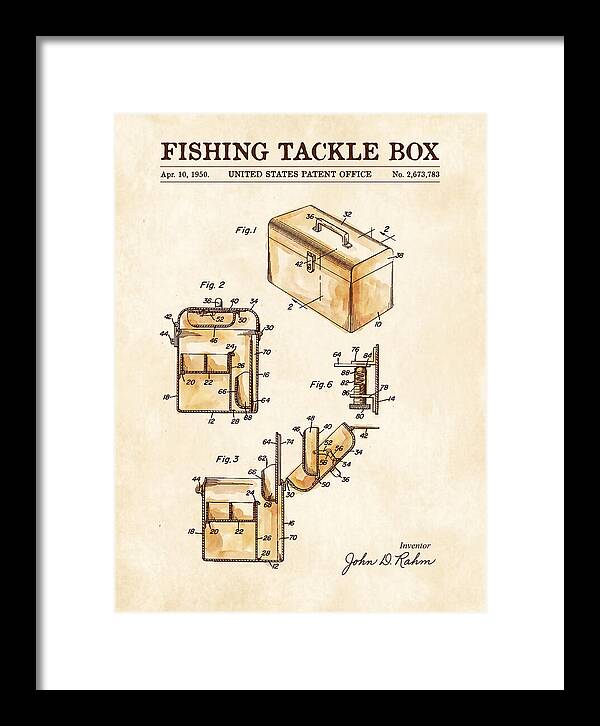 Fishing Tackle Box Watercolor Patent Us2673783a