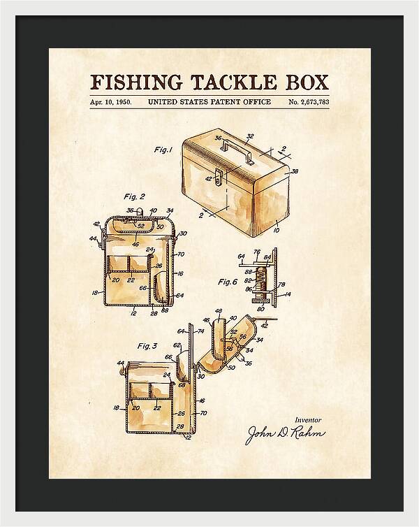 Fishing Tackle Box Watercolor Patent Us2673783a