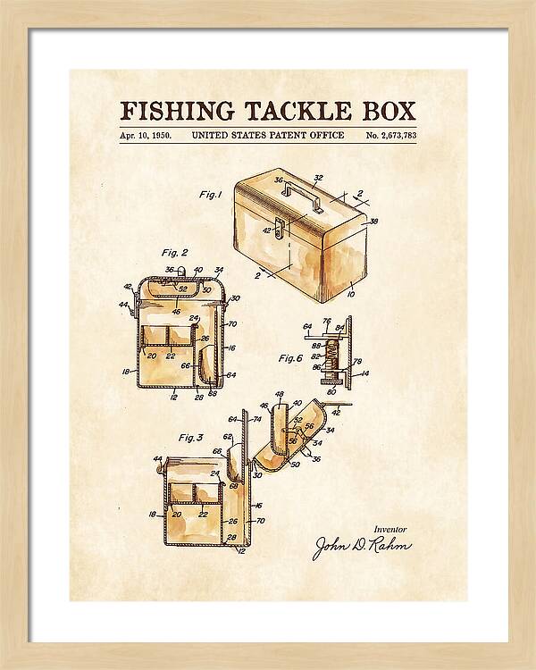 Fishing Tackle Box Watercolor Patent Us2673783a