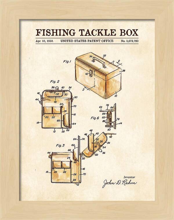 Fishing Tackle Box Watercolor Patent Us2673783a