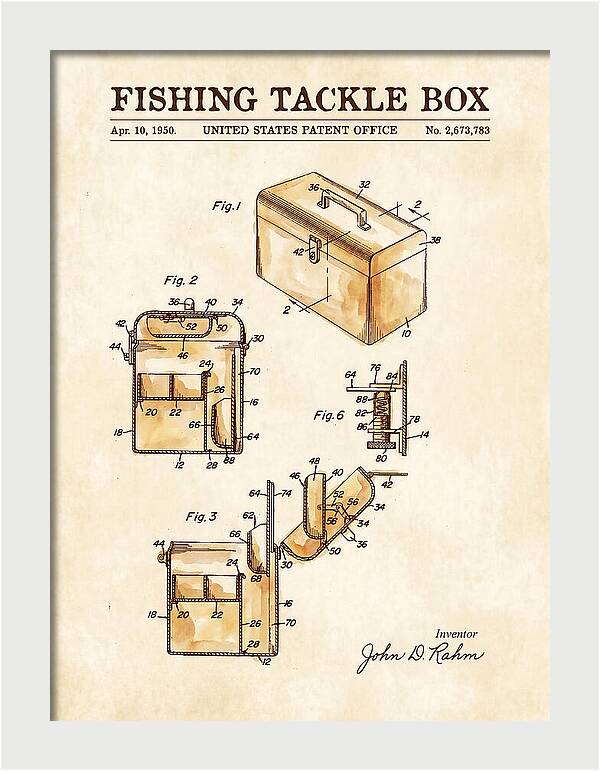 Fishing Tackle Box Watercolor Patent Us2673783a