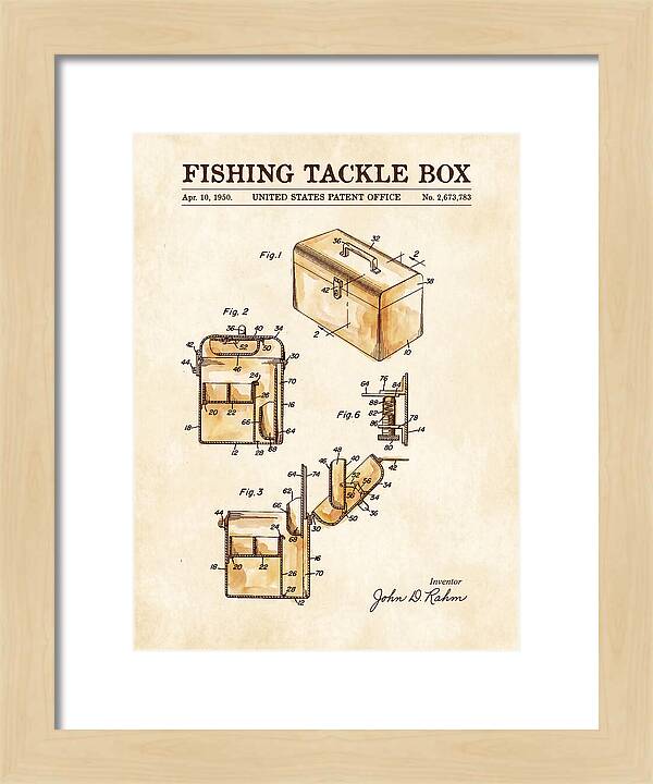 Fishing Tackle Box Watercolor Patent Us2673783a