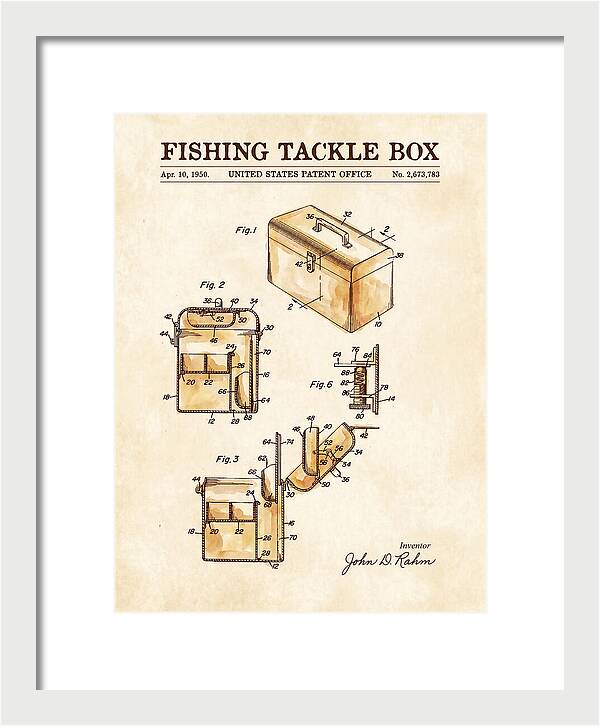 Fishing Tackle Box Watercolor Patent Us2673783a