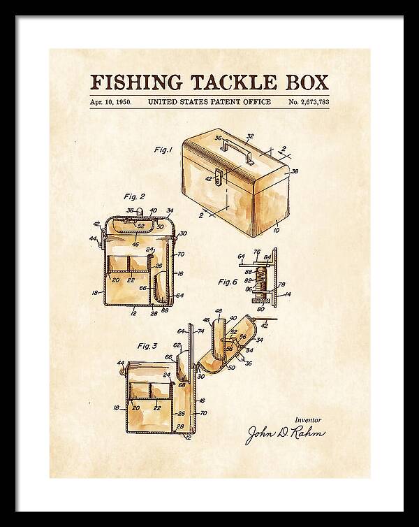 Fishing Tackle Box Watercolor Patent Us2673783a