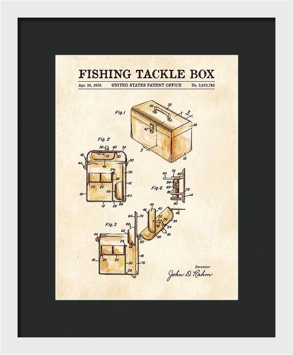 Fishing Tackle Box Watercolor Patent Us2673783a