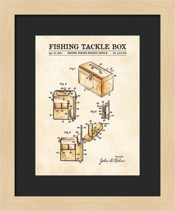 Fishing Tackle Box Watercolor Patent Us2673783a