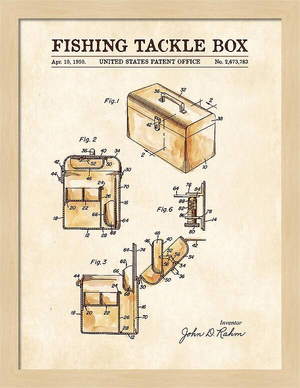 Fishing Tackle Box Watercolor Patent Us2673783a