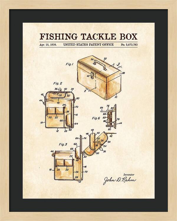 Fishing Tackle Box Watercolor Patent Us2673783a