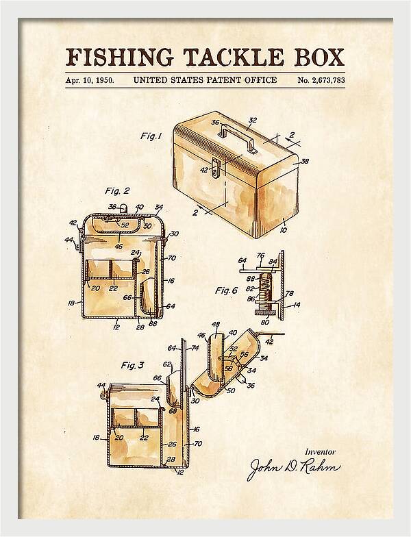 Fishing Tackle Box Watercolor Patent Us2673783a