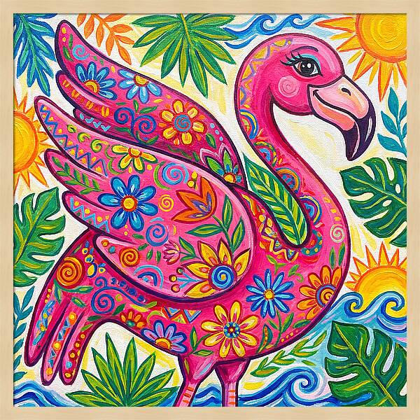 Flamingo Folk Art