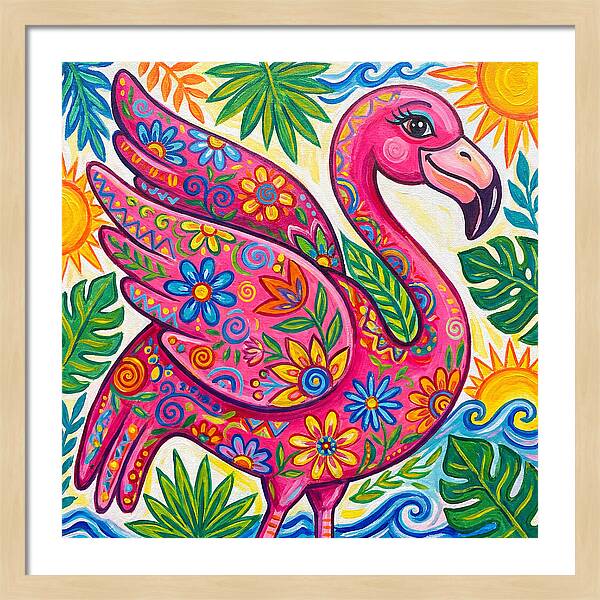 Flamingo Folk Art