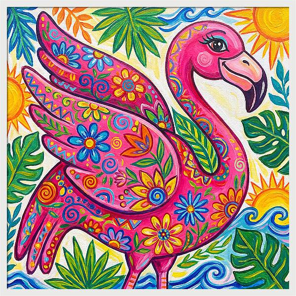 Flamingo Folk Art