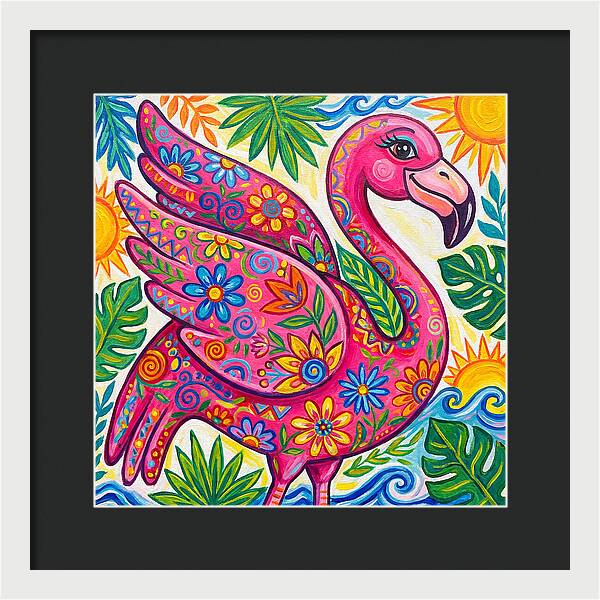 Flamingo Folk Art