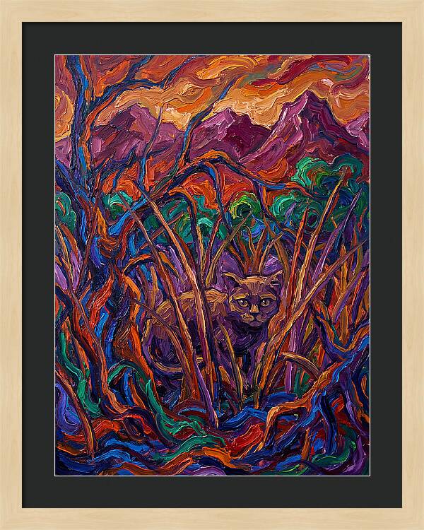 Flat Headed Cat Amongst Vivid Wilderness