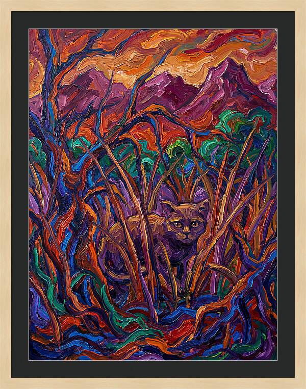 Flat Headed Cat Amongst Vivid Wilderness