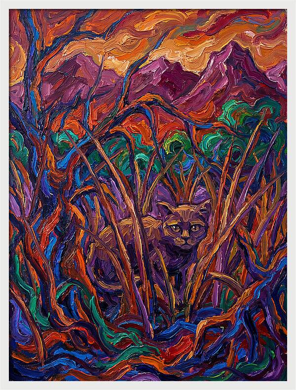 Flat Headed Cat Amongst Vivid Wilderness