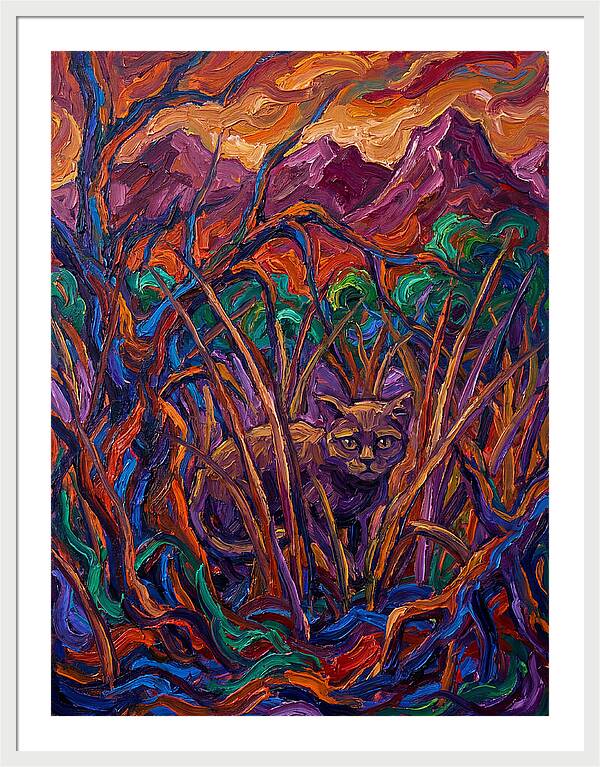 Flat Headed Cat Amongst Vivid Wilderness