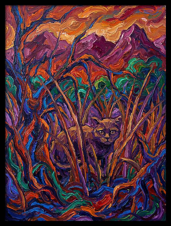 Flat Headed Cat Amongst Vivid Wilderness