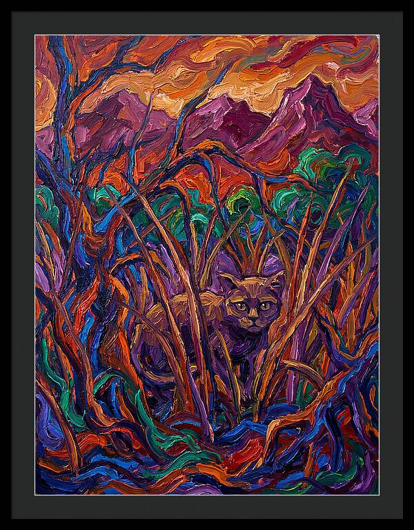 Flat Headed Cat Amongst Vivid Wilderness