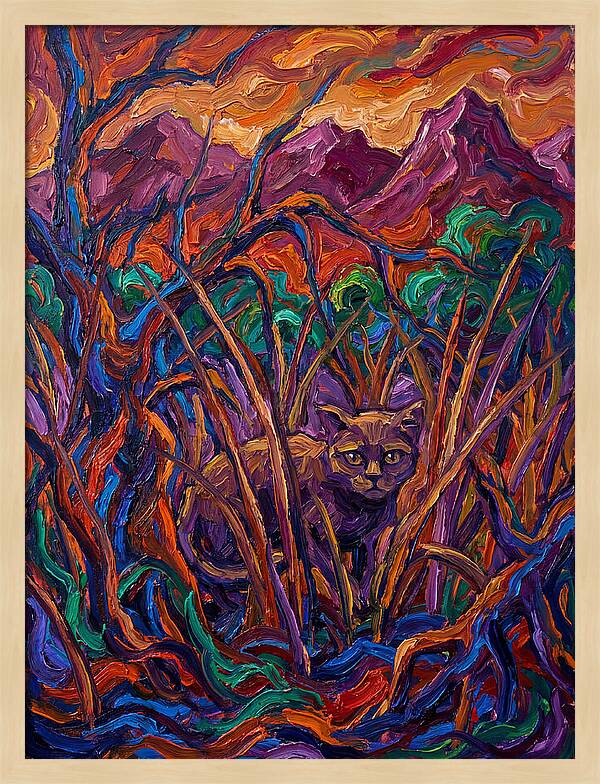 Flat Headed Cat Amongst Vivid Wilderness