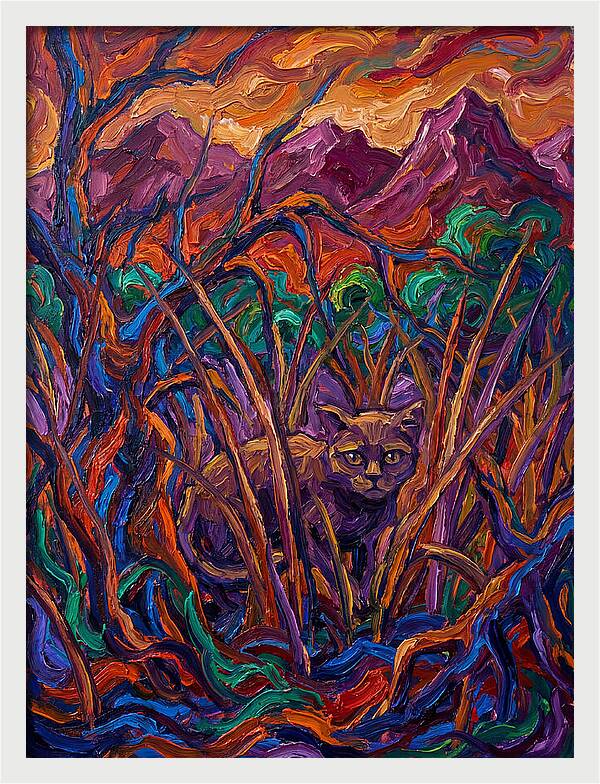 Flat Headed Cat Amongst Vivid Wilderness