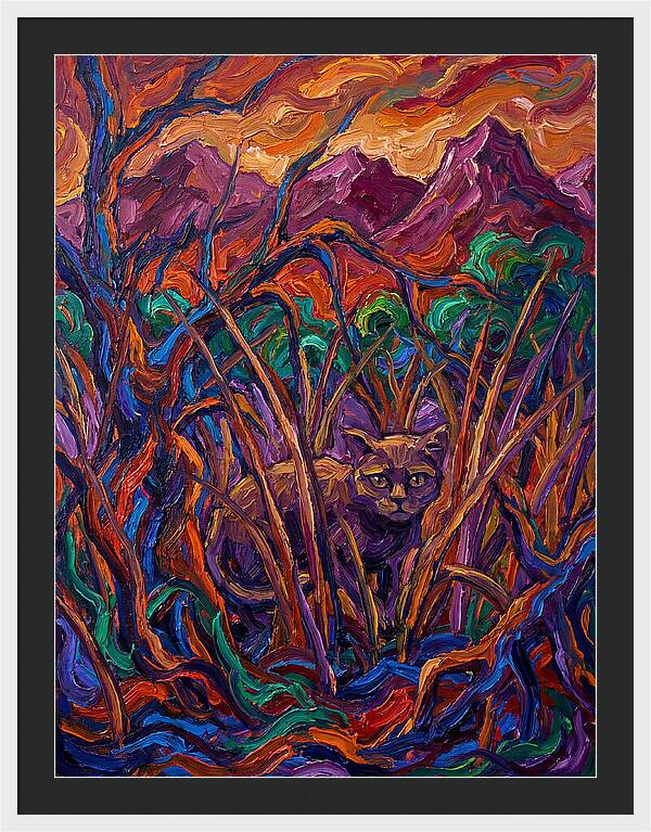 Flat Headed Cat Amongst Vivid Wilderness