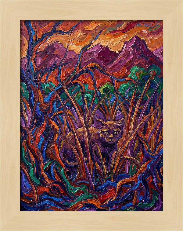 Flat Headed Cat Amongst Vivid Wilderness