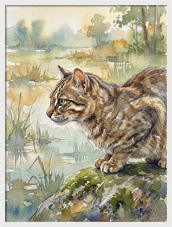Flat Headed Cat By The Water