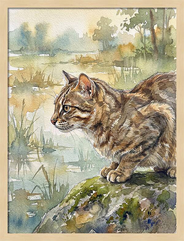 Flat Headed Cat By The Water